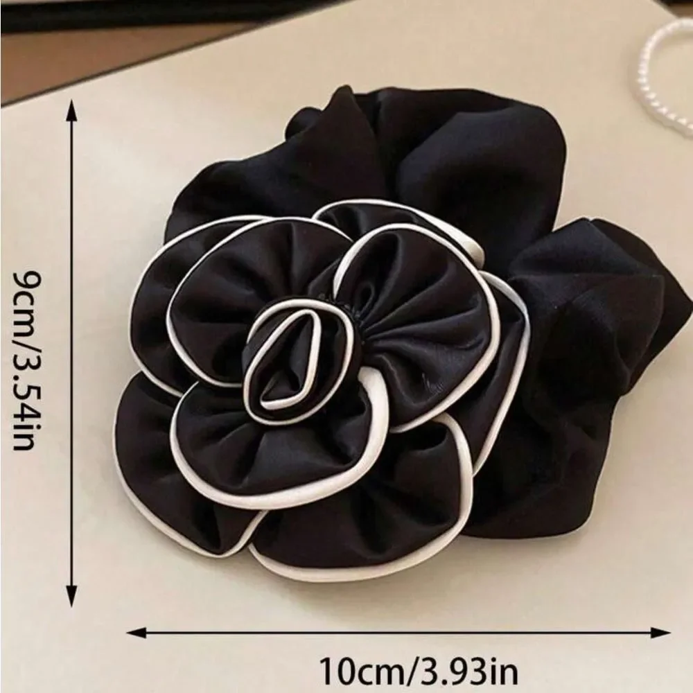 NEW 1pc Designer-Style Classic Camellia Bow Hair Band Scrunchie